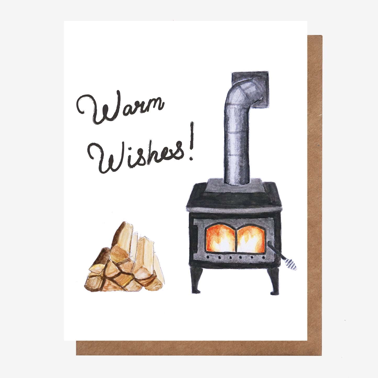 "Warm Wishes" Wood Stove Card