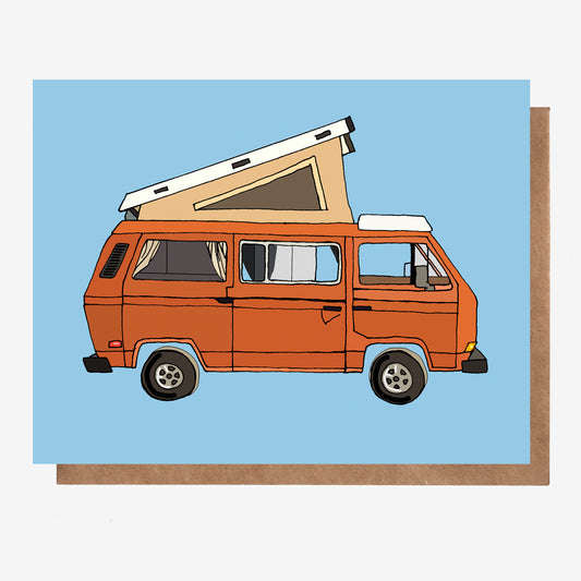 VW Westfalia pop top camper van greeting card made in Nova Scotia, Canada by Coastal Card Co.