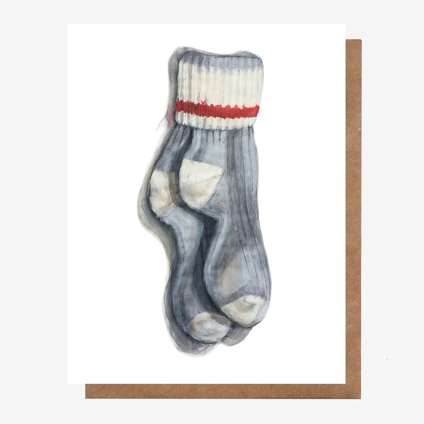Hand drawn Canadian wool socks greeting card, made in Nova Scotia, Canada by Coastal Card Co.